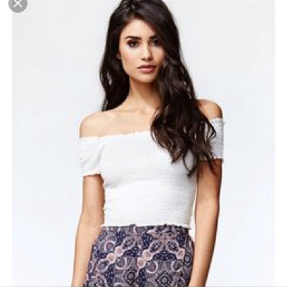 Kendall & Kylie Smocked Off-the-Shoulder Top